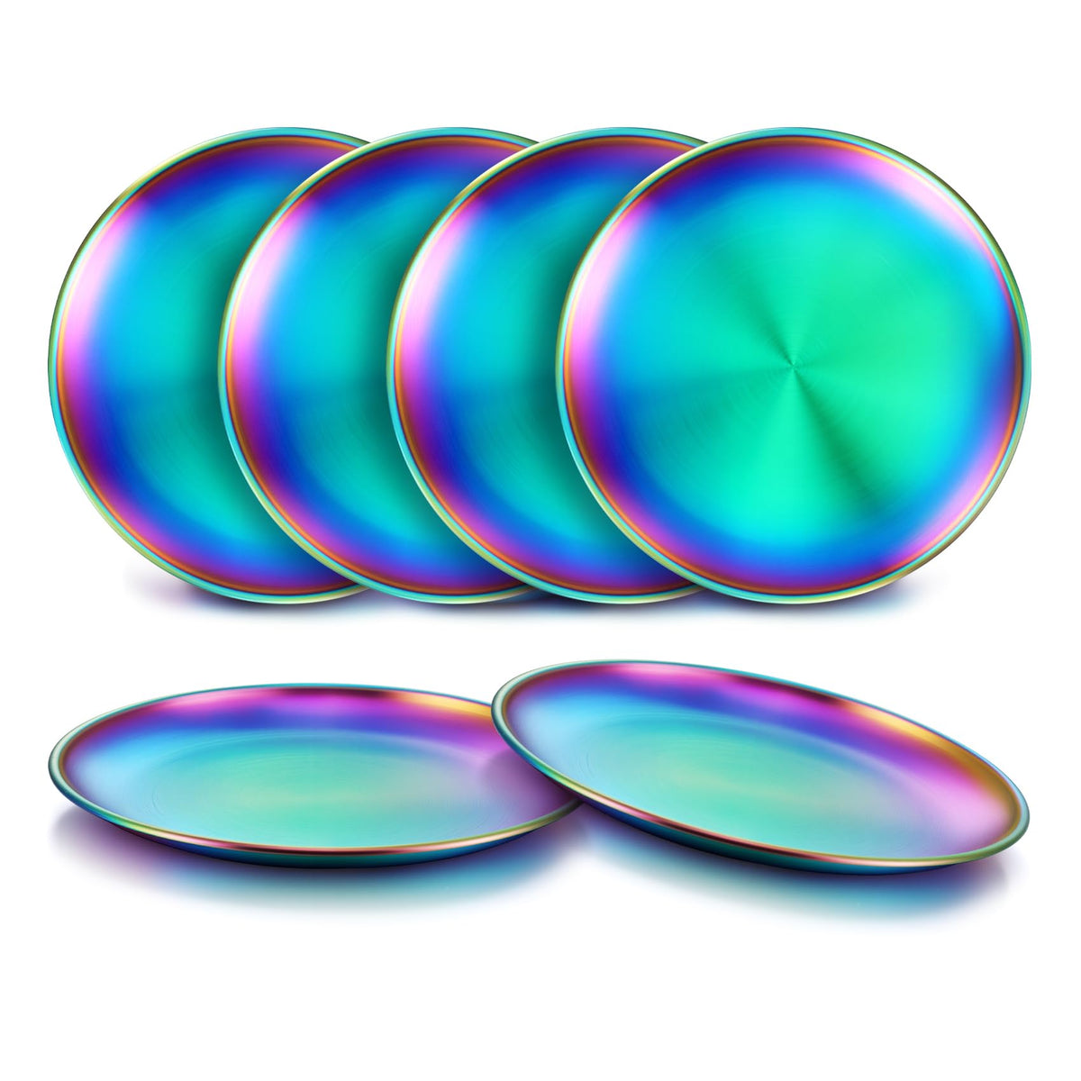 TeamFar Kids Plates rainbow finish add colorful appeal and easy cleaning.