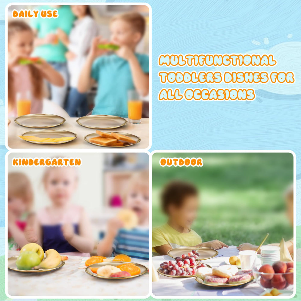 TeamFar non-toxic kids plates metal set offering a safe alternative to plastic