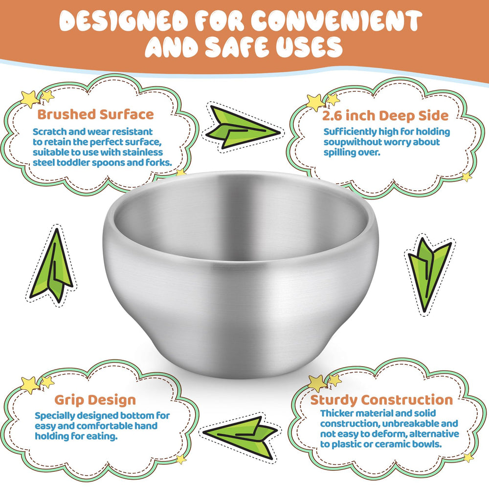TeamFar kid bowls with smooth rounded edges for safe eating