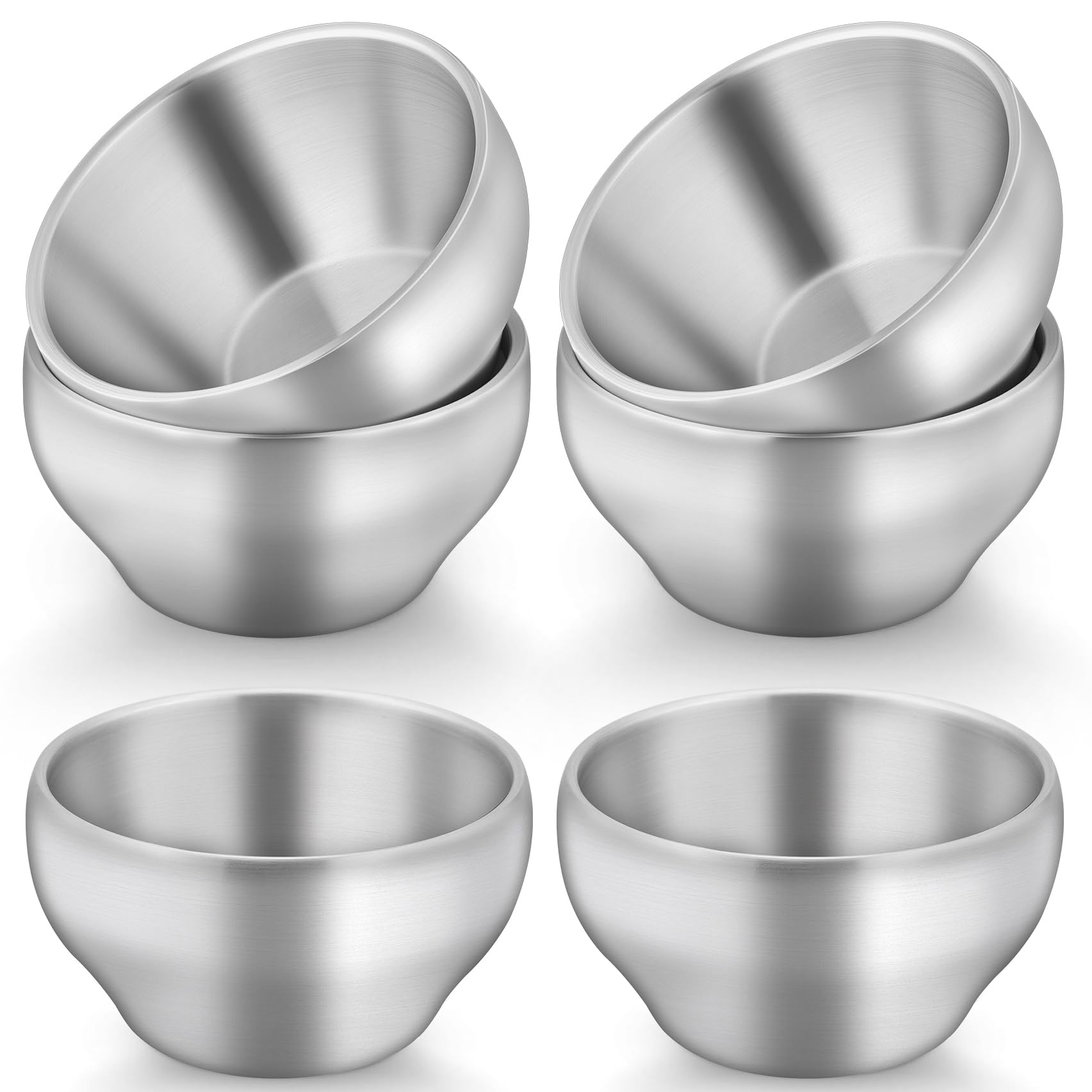 TeamFar six-pack stainless steel kids bowls on counter for meals