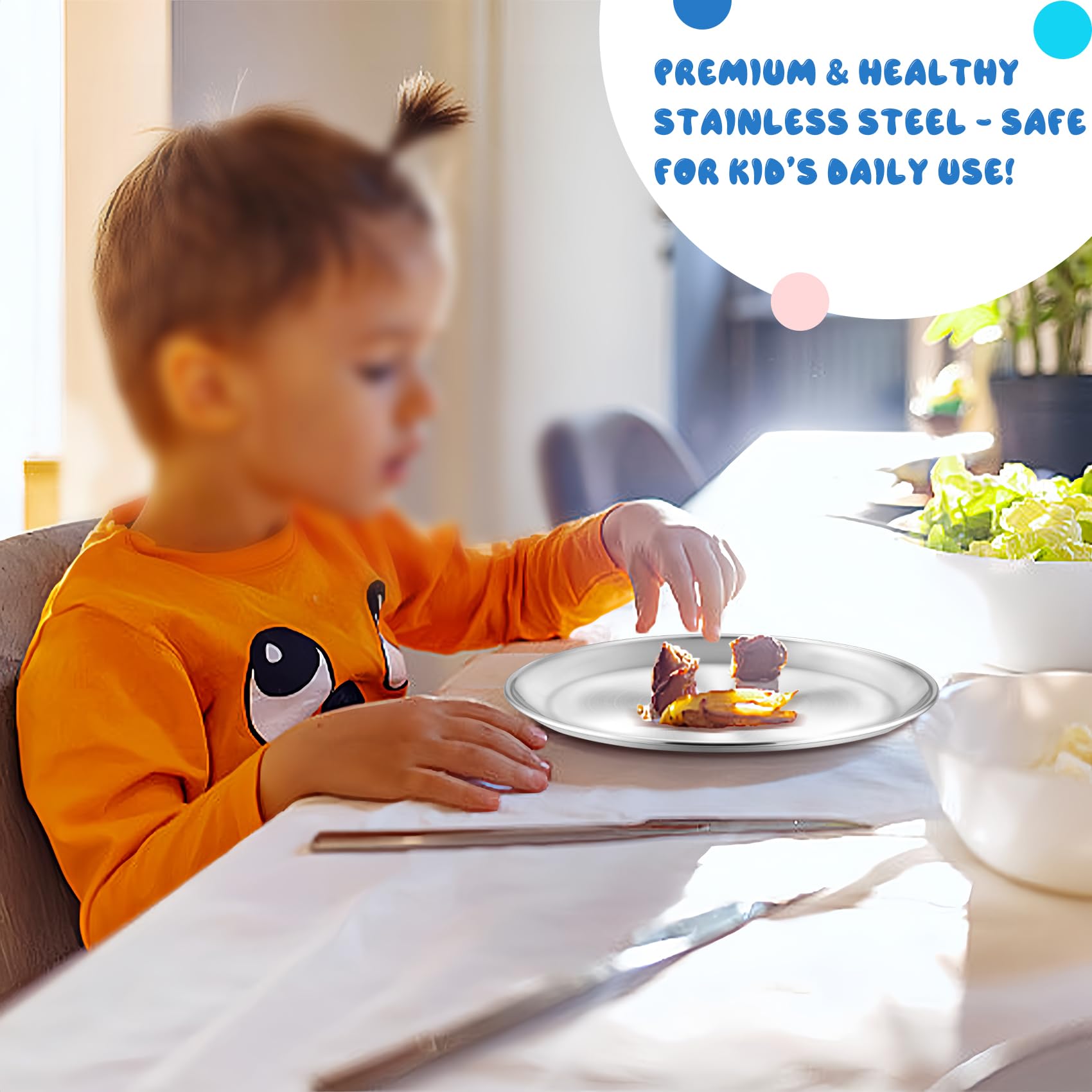TeamFar sturdy kids dinner plates travel-ready and durable.