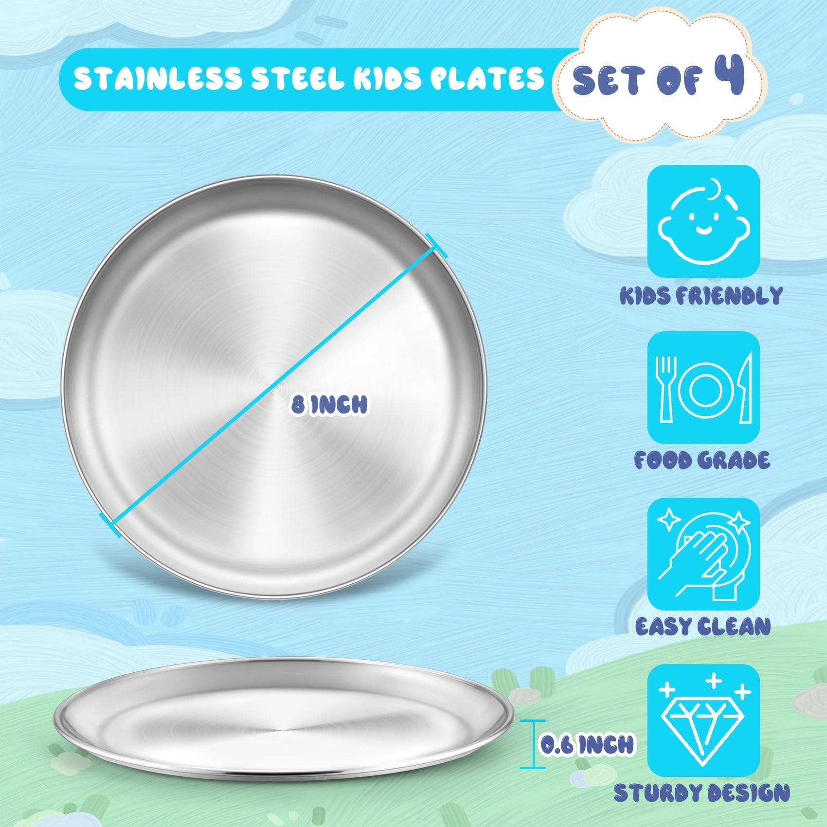 TeamFar toddler plates with round edge safety for worry-free meals.