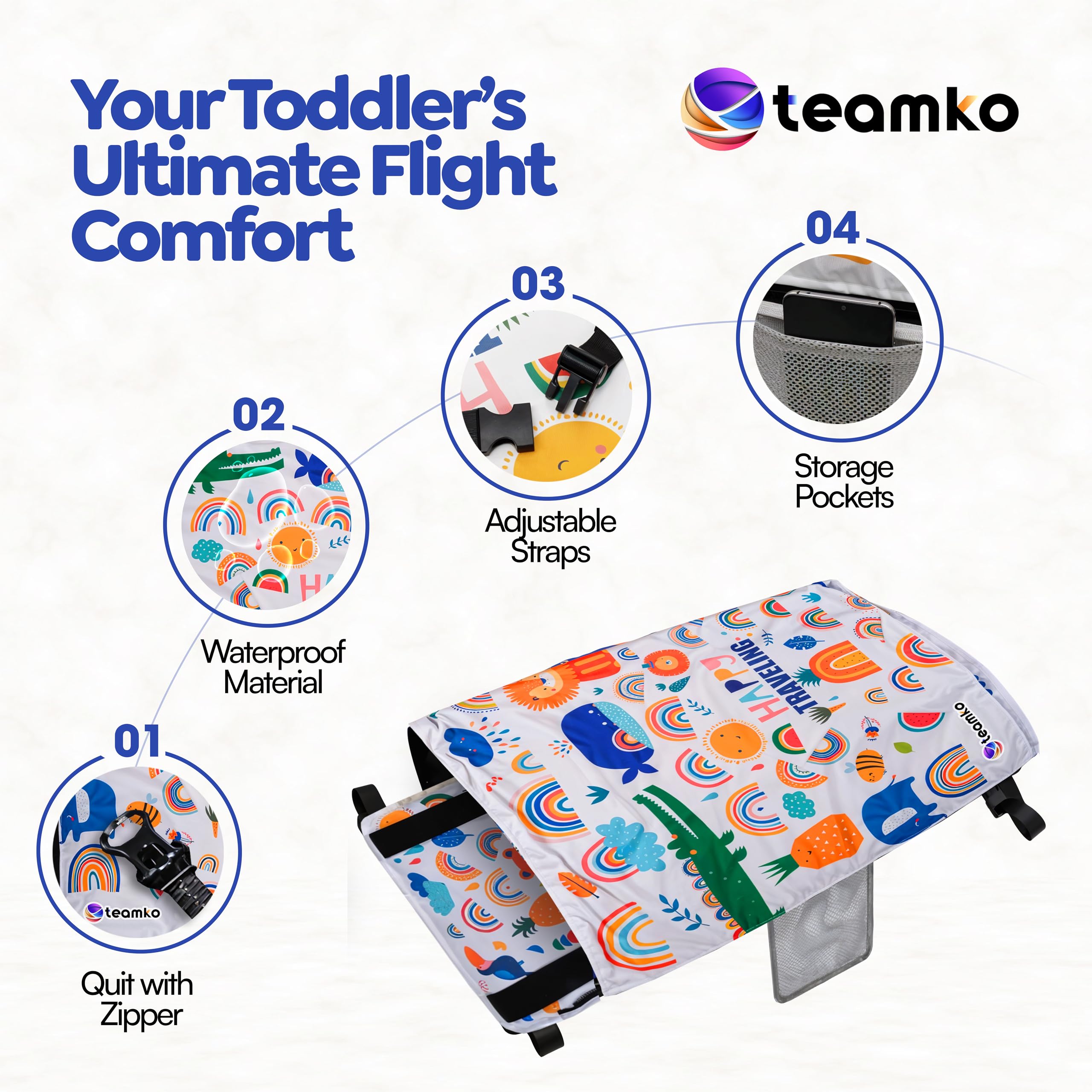 Teamko airplane bed quilt close-up showing soft, durable fabric.