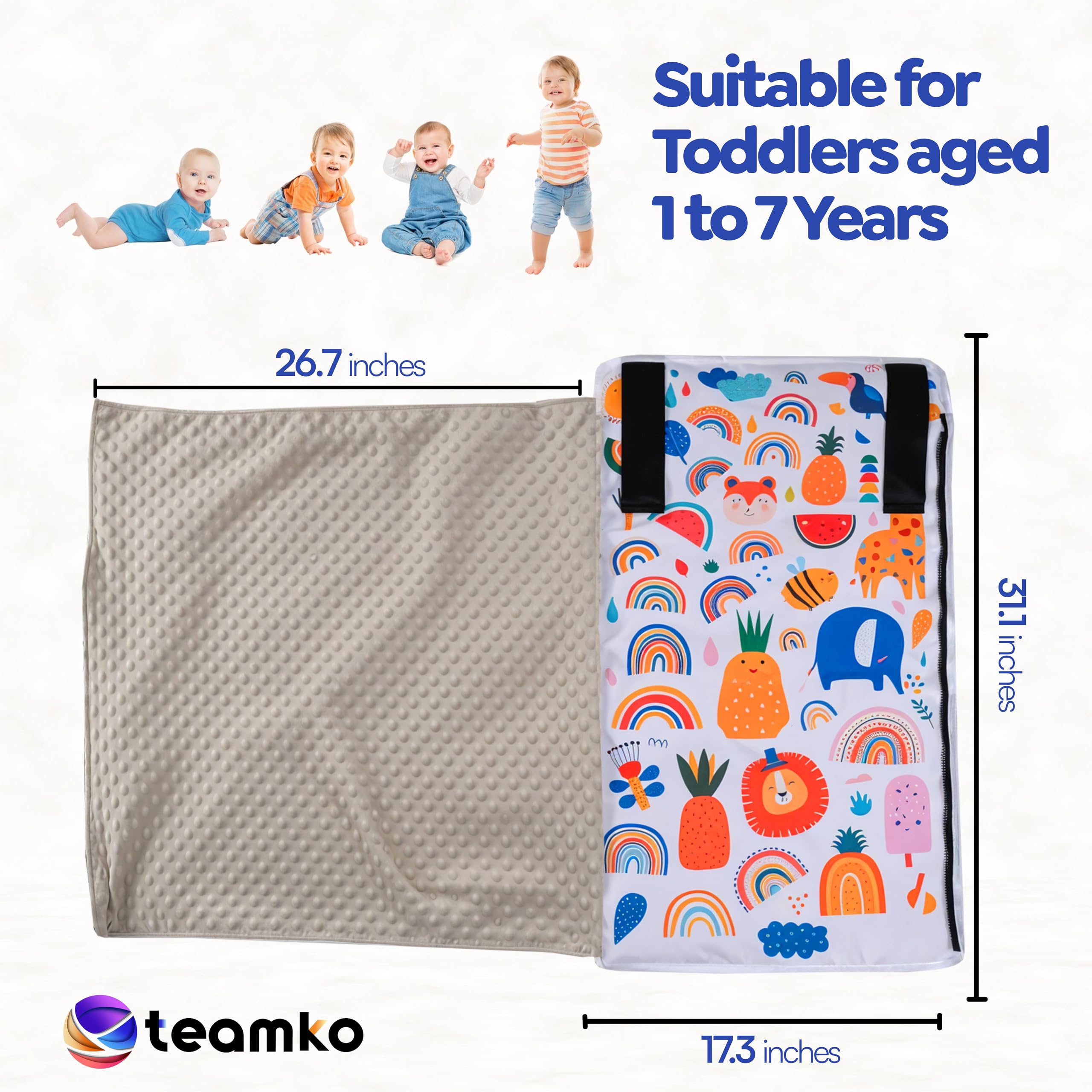 Teamko toddler seat extender on plane turning a seat into a cozy bed.