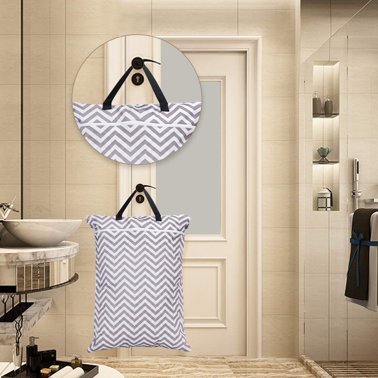 Teamoy beige-chevron-wet-dry-bag makes a practical gift for travel and baby care.