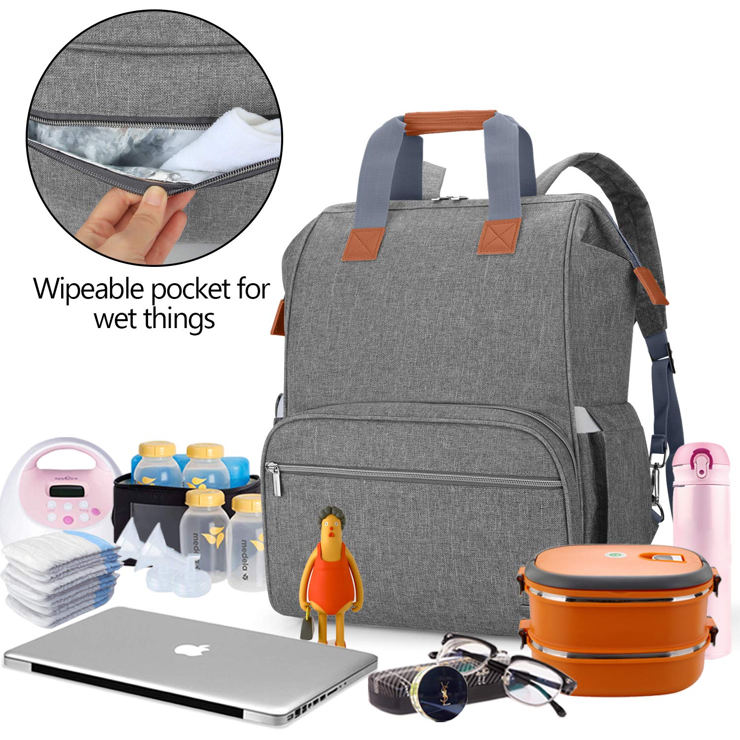 Teamoy breast pump bag back pocket highlights secure storage for keys and phone.