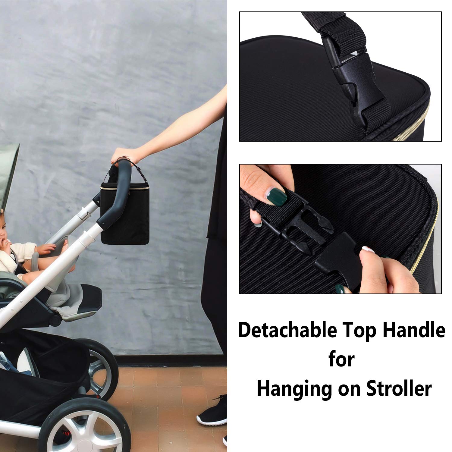 Teamoy breastmilk cooler bag zipper design demonstrates easy bottle loading.
