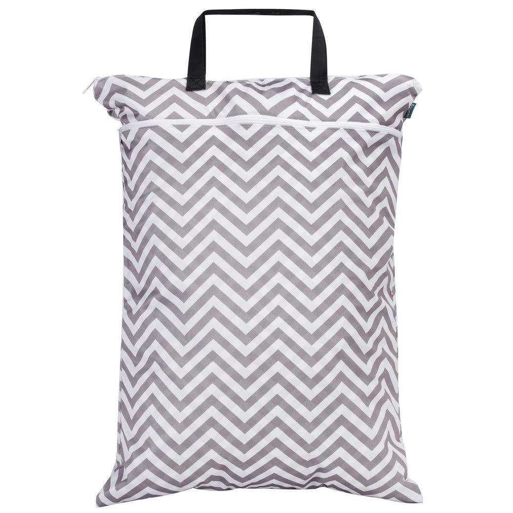 Teamoy travel hanging wet dry bag beige-chevron keeps wet gear contained on the go.