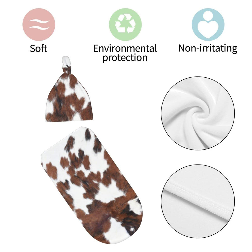 Tebjh newborn swaddling set includes blanket and hat for 0-6 months