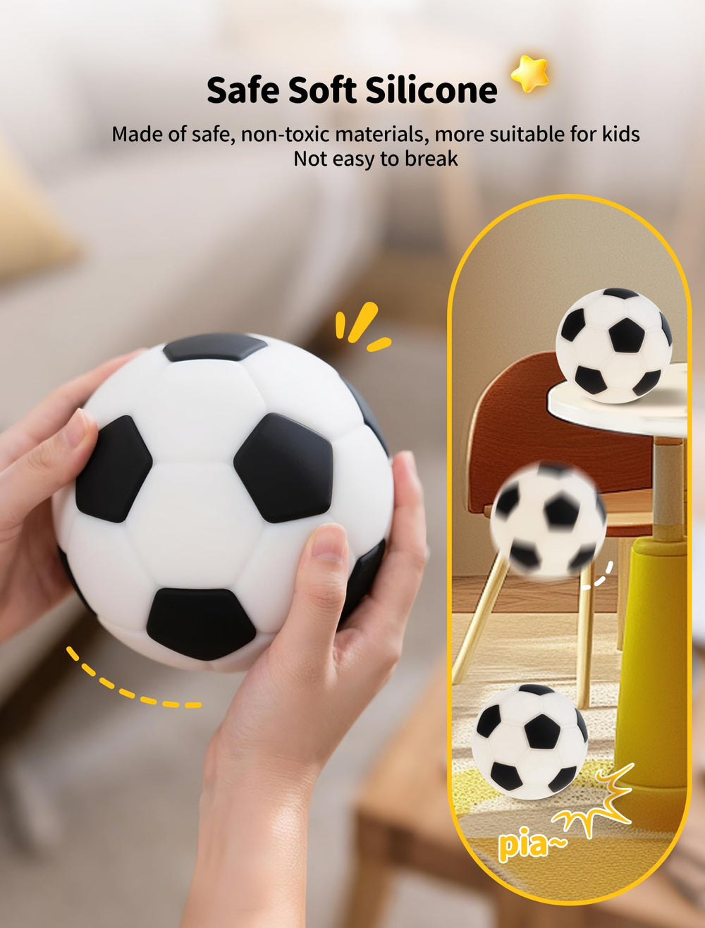 TechCharm Soccer Night Light color cycle displaying seven-color mode