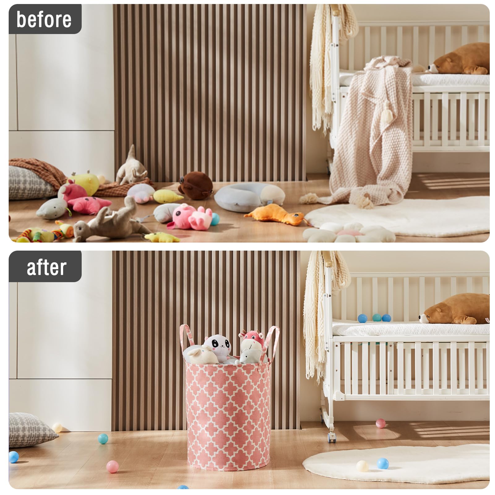 TECHMILLY 63L basket with long handles for simple carrying laundry