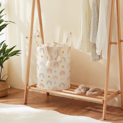 TECHMILLY collapsible laundry hamper long-handled for easy transport and portability.