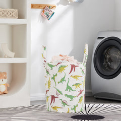 Techmilly green dinosaur basket collapsible for under-bed storage.