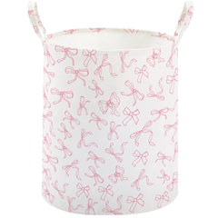 TECHMILLY large storage basket with bowknot design promotes tidy nursery organization