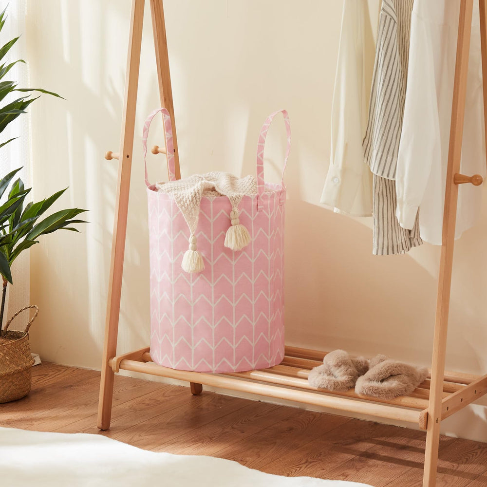 TECHMILLY large storage basket pink geometry design stores diapers and wipes neatly