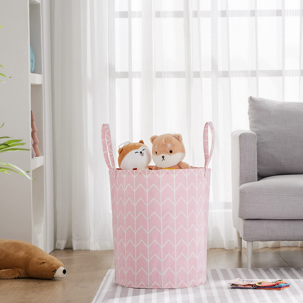 TECHMILLY large storage basket pink geometry kids room decor doubles as toy bin