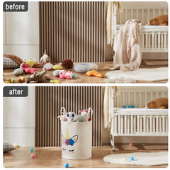 TECHMILLY large storage basket long-handles image highlights easy carrying for busy caregivers.