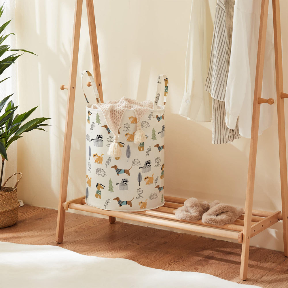 TECHMILLY storage basket long-handles carry-friendly design for easy transporting and tidy spaces