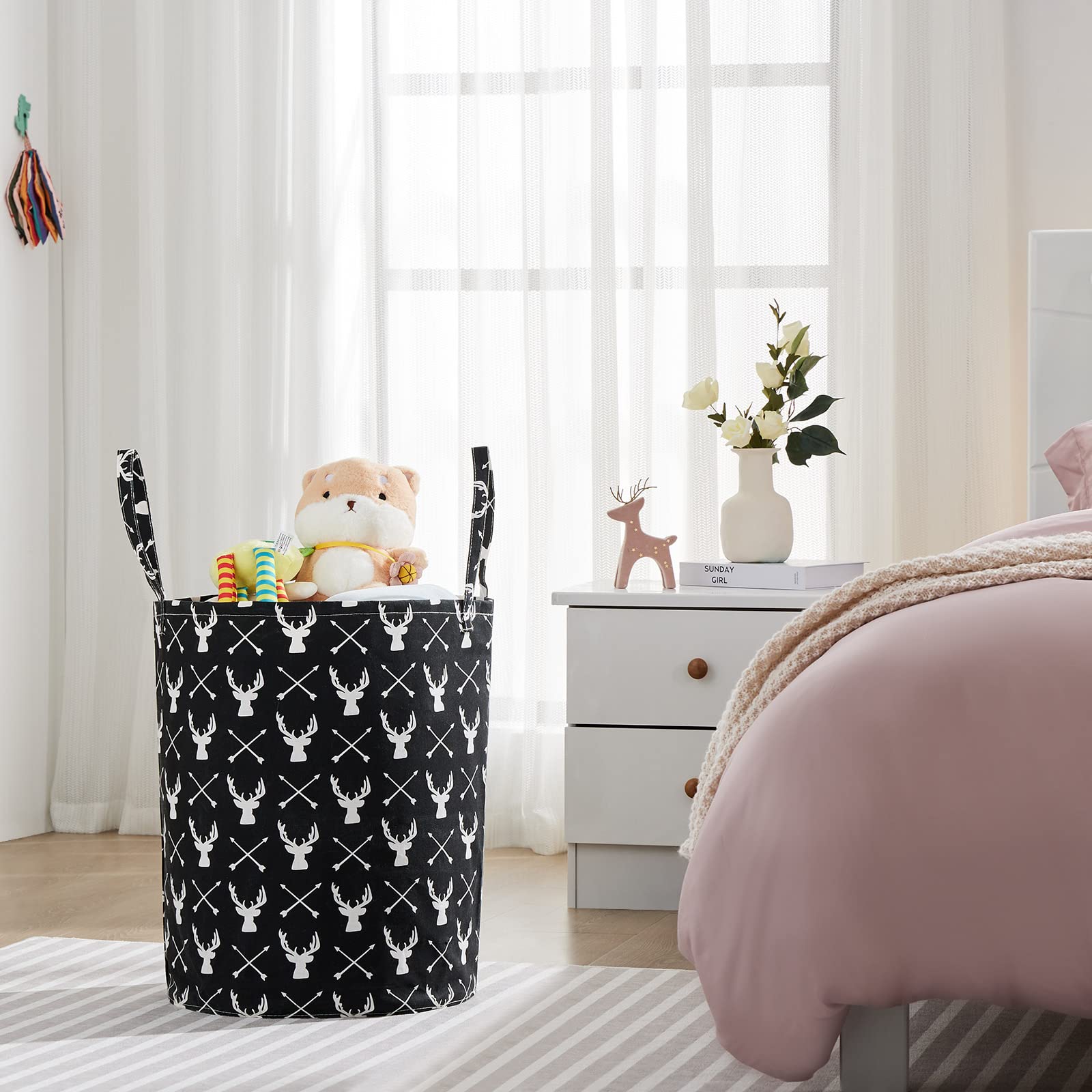Techmilly toy bin in nursery keeps toys tidy and within reach.
