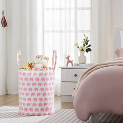 TECHMILLY nursery toy-bin with pink elephant keeps small items tidy