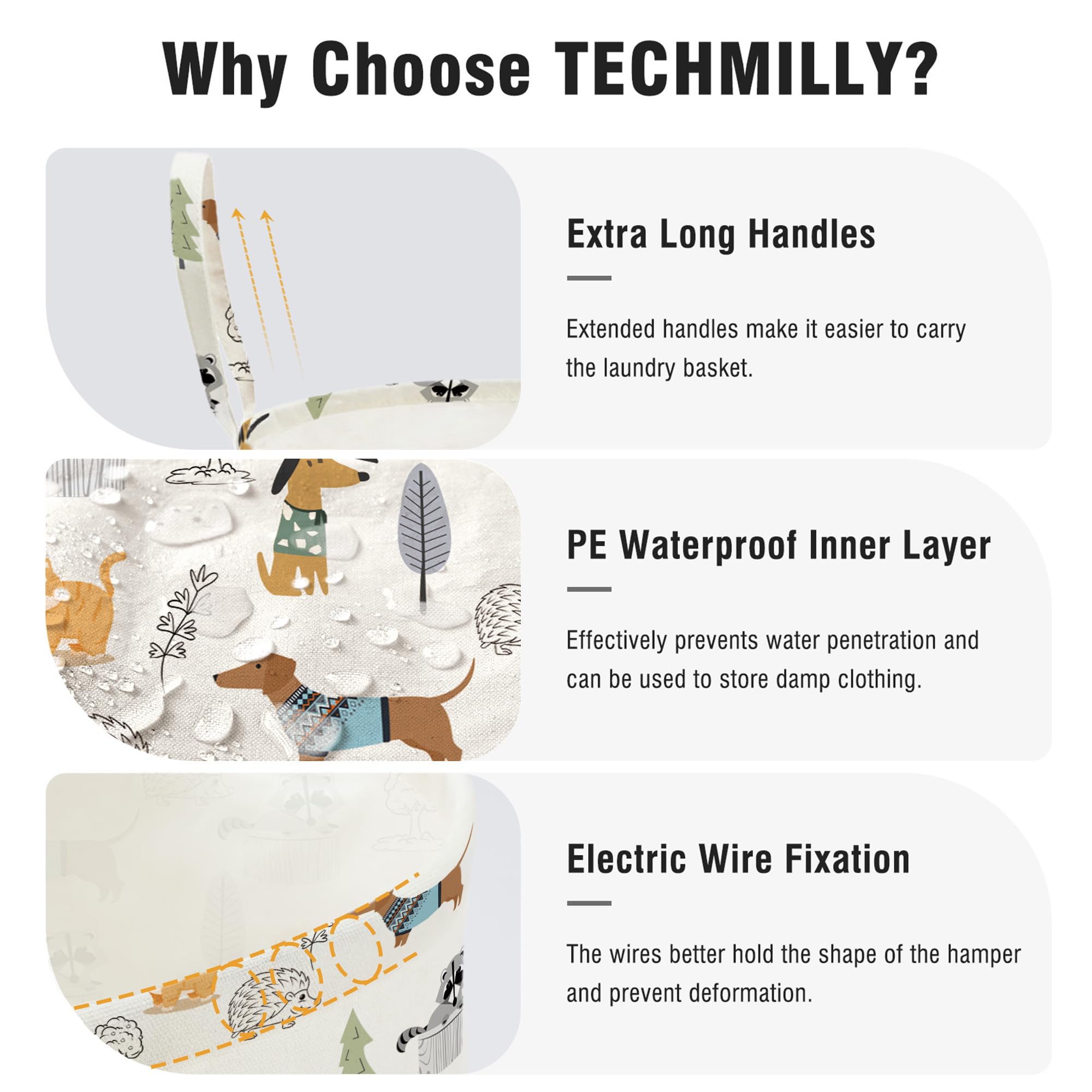 TECHMILLY waterproof inner liner protects contents from spills during playtime