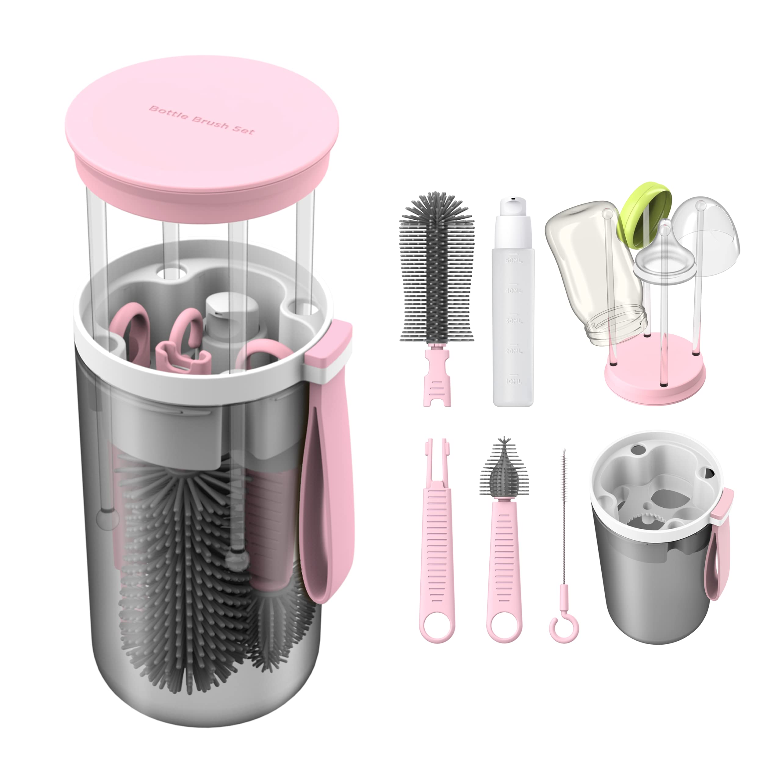 TechoEcho travel bottle brush extendable handle cleans bottles effectively on trips