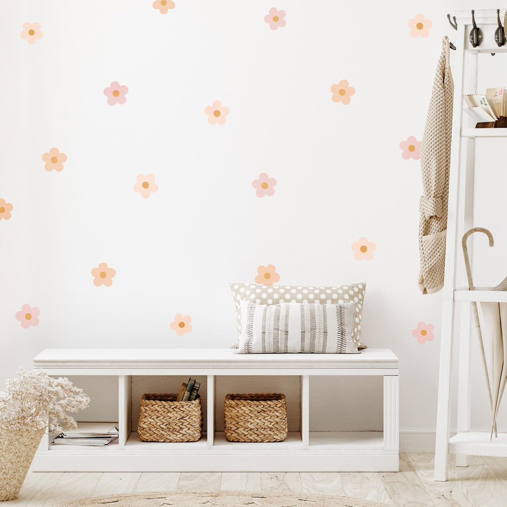 Teddylabels daisy blush pink door or accent wall decal boosts mood and creativity.
