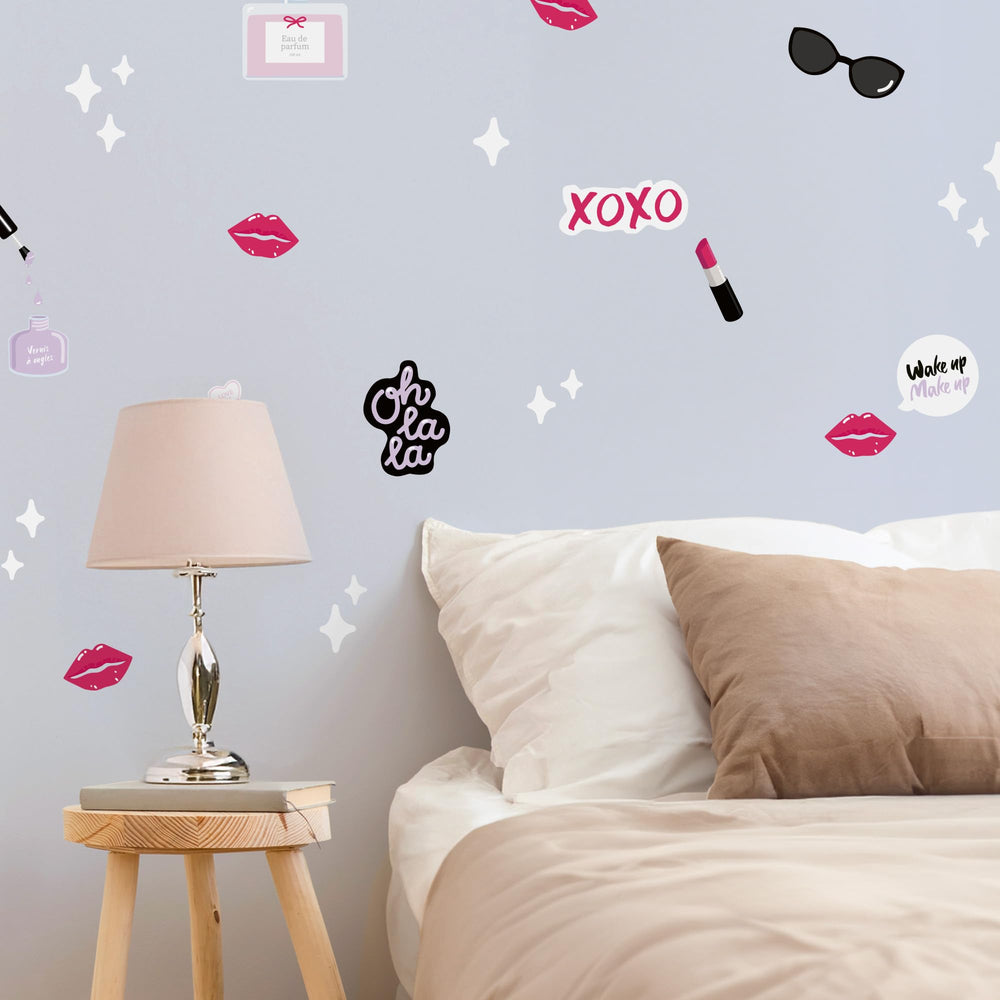 Teddylabels makeup wall stickers perfume bottle design brightens vanity areas.