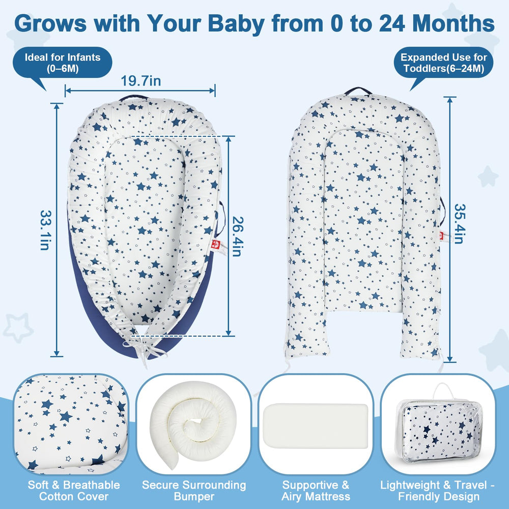 TEEAOE baby lounger made of breathable cotton for sensitive skin