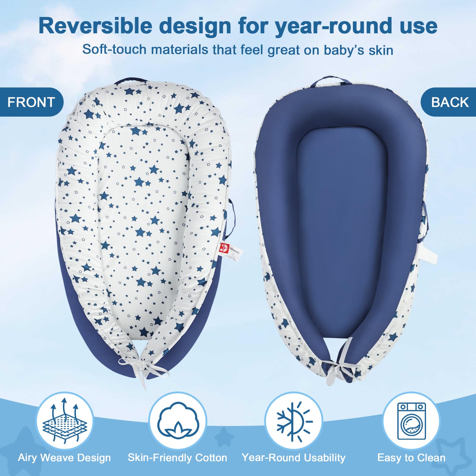TEEAOE baby lounger portable lightweight design for room-to-room use