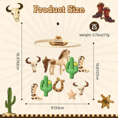 Teeloray baby mobile cowboy boots figures: charming decor that complements a gender-neutral nursery.