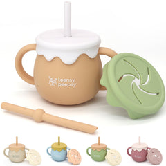 Teensy Peepsy honey-jar pot cup inspires straw drinking with kid-friendly design.
