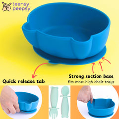 teensy peepsy silicone bowl aquamarine color appeals to toddlers during meals
