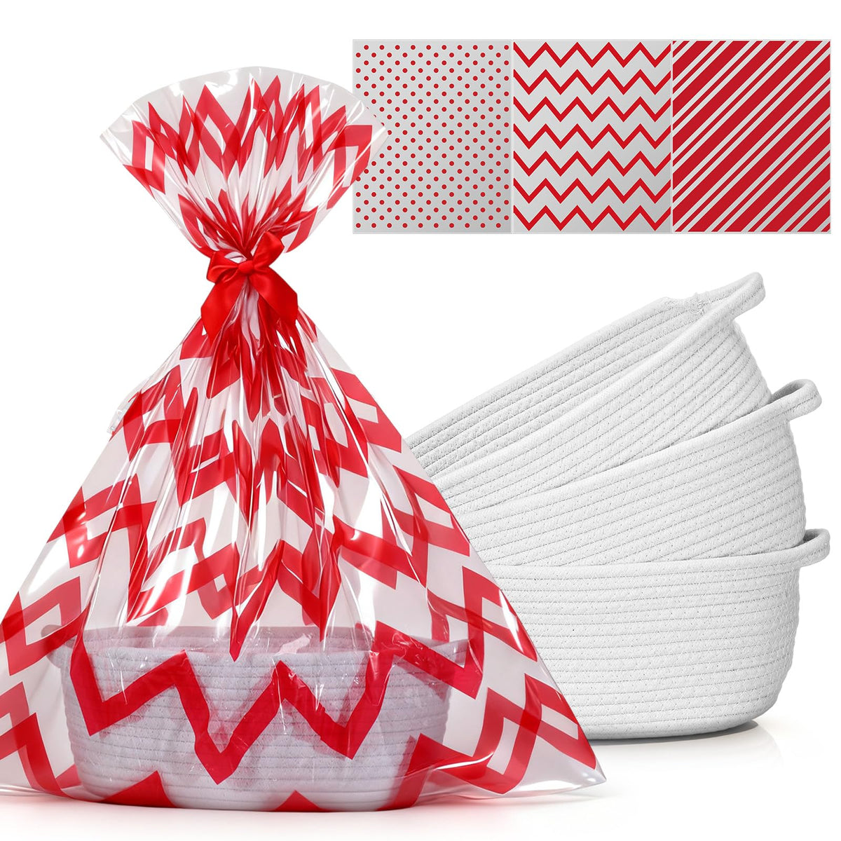 Teenyyou 3-pack Christmas baskets ready for elegant gift wrapping and storage.