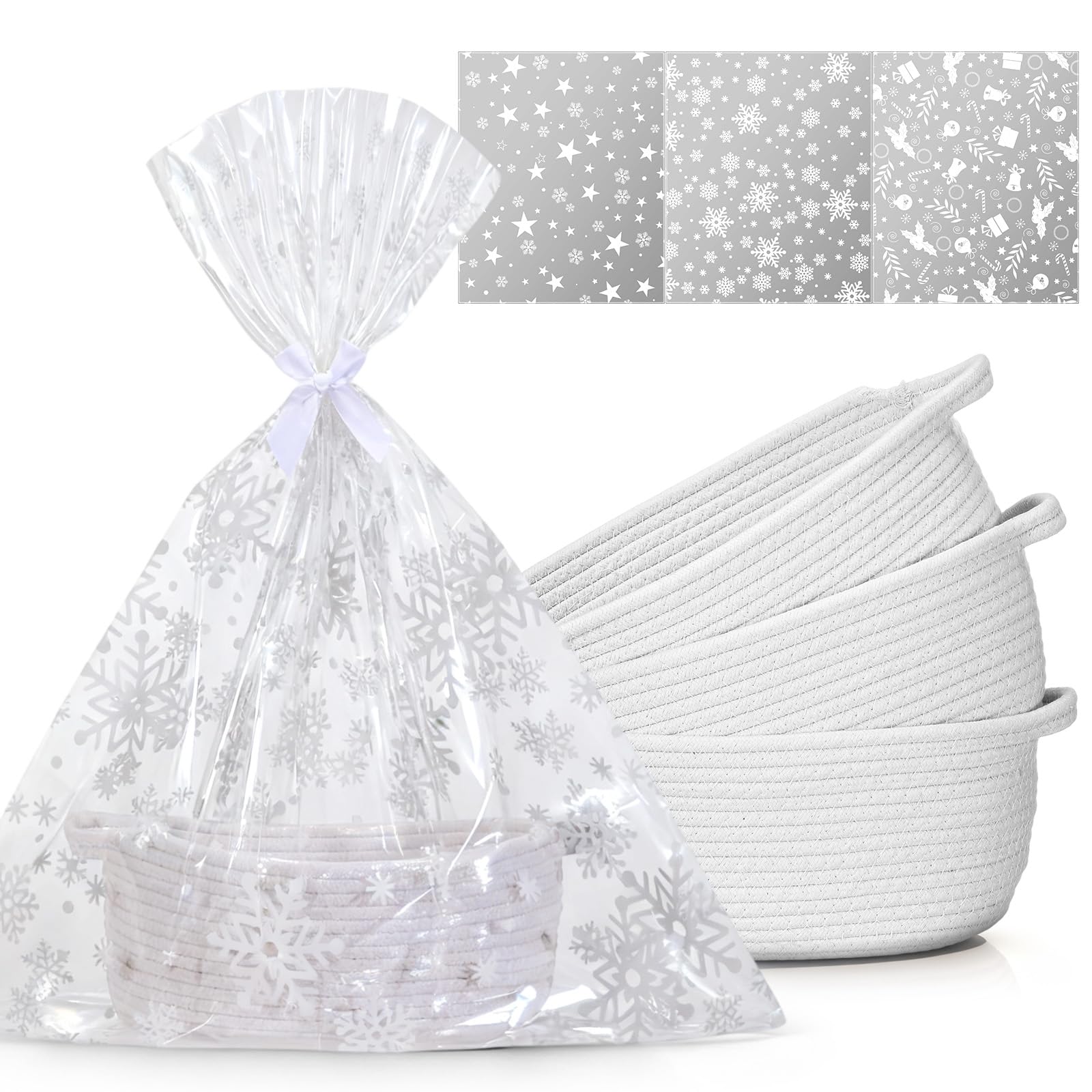 Teenyyou Christmas basket 3-pack with handles for easy gift presentation and storage