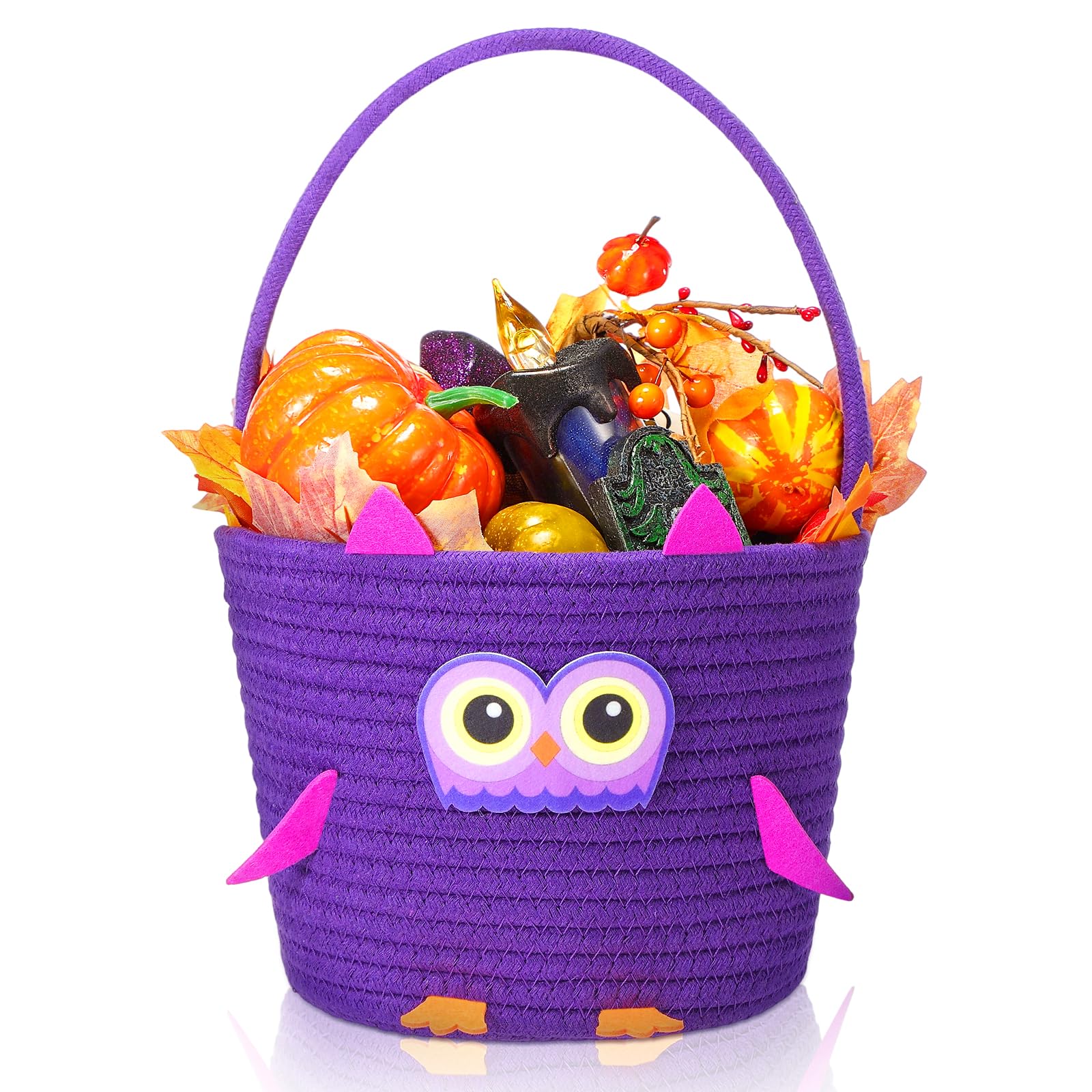 Teeneyou Halloween basket with handle—cute bucket for easy candy collection during trick-or-treat.
