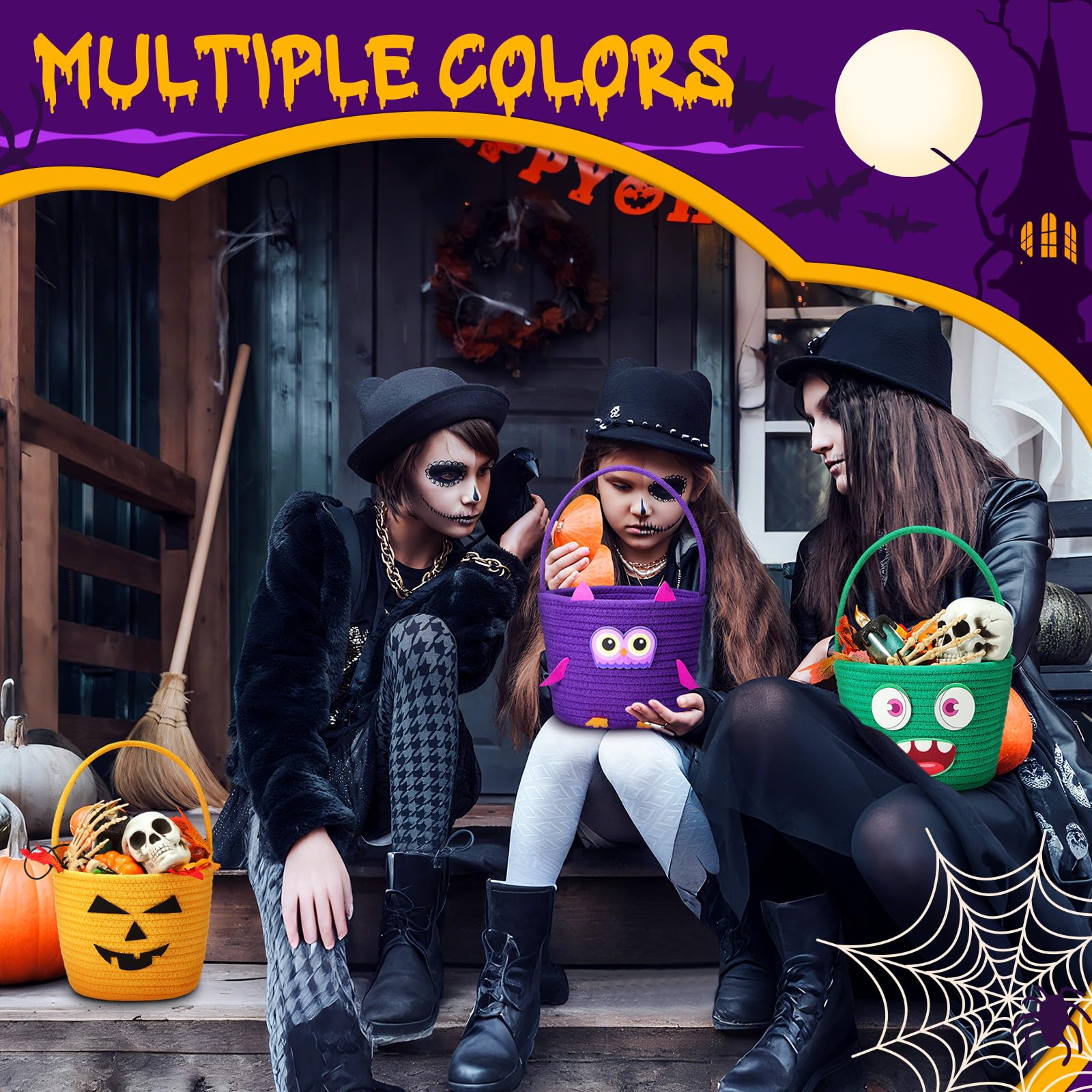 Teeneyou purple color basket—vibrant accent for Halloween party supplies.