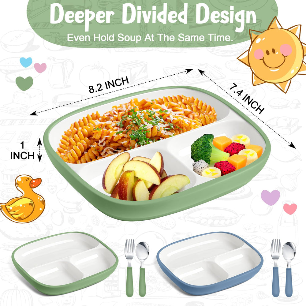 Teenyyou plate with silicone sleeve shows non-slip surface for easier grasp.