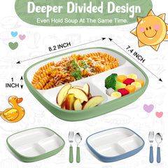 Teenyyou plate with silicone sleeve shows non-slip surface for easier grasp.