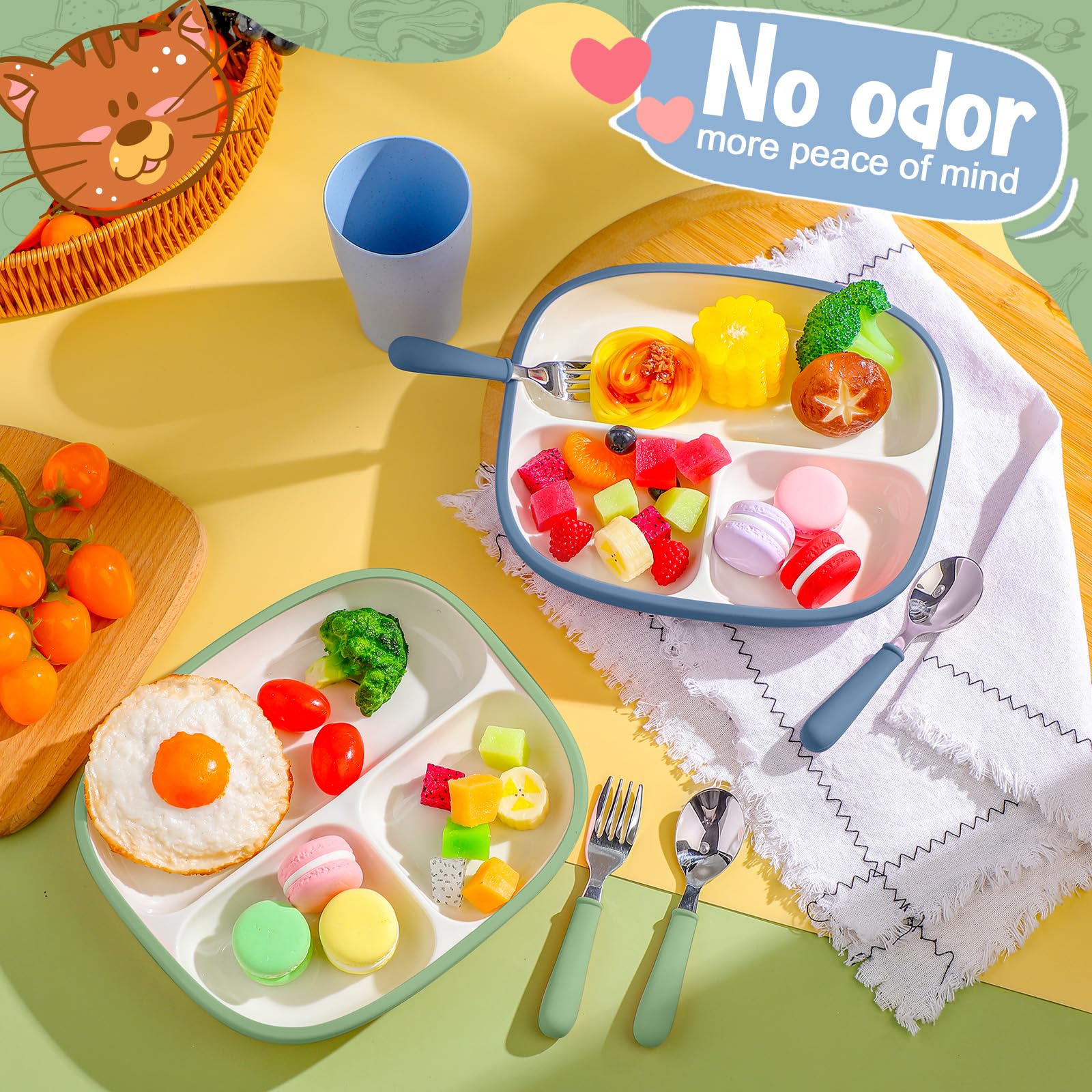 Teenyyou anti-slip plate with suction points helps minimize spills.