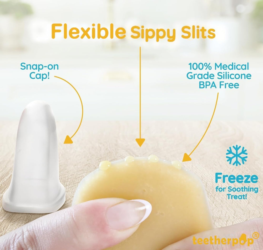 Teetherpop on-the-go cap keeps teether fresh during outings