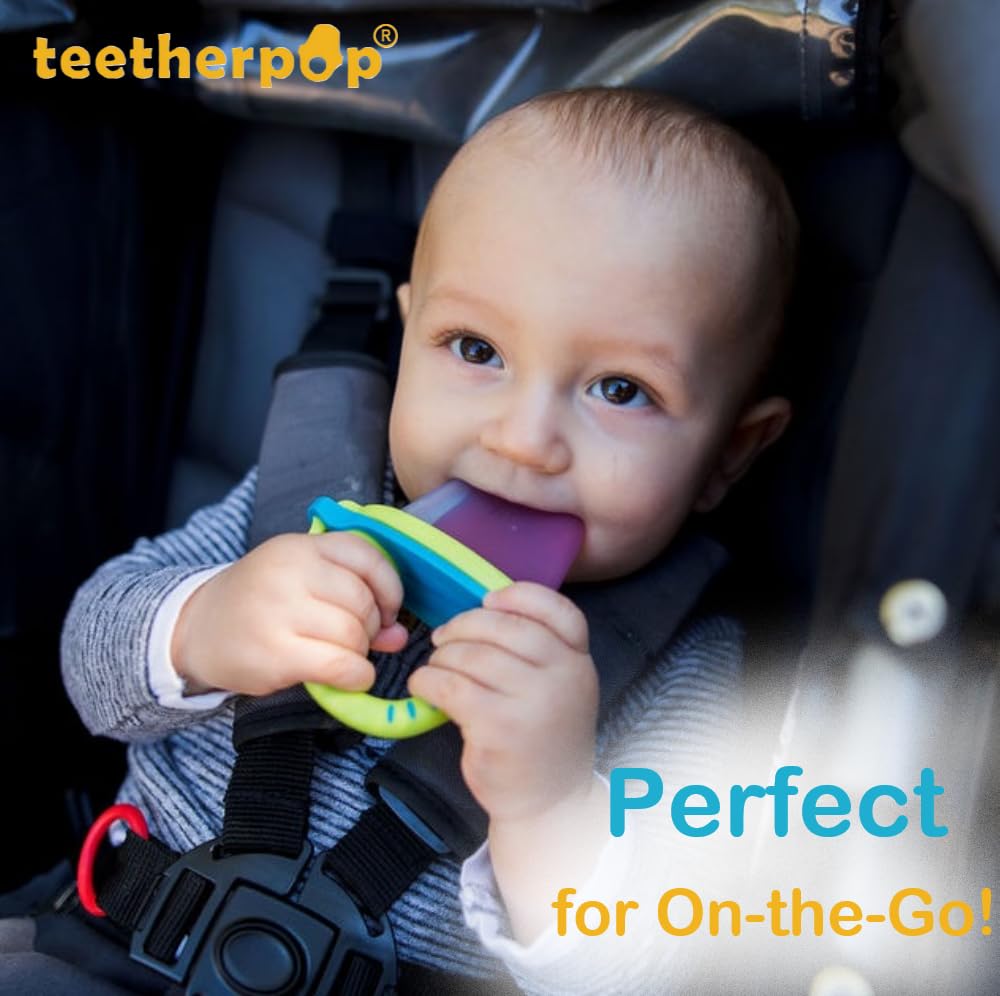 Teetherpop silicone slow-feeder slits close-up shows gentle flow