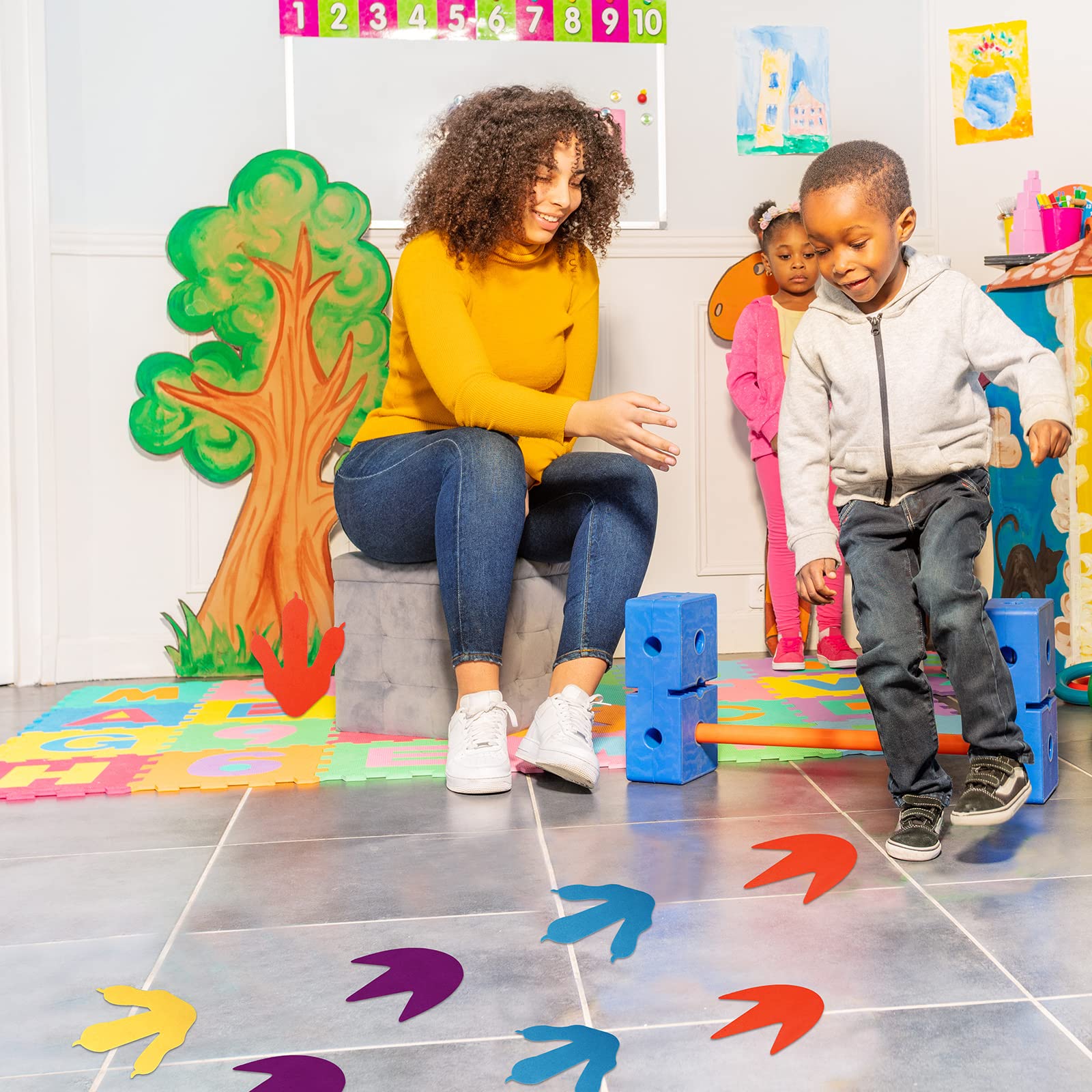 Tegeme dinosaur footprints purple 8-inch decals spark curiosity during activities