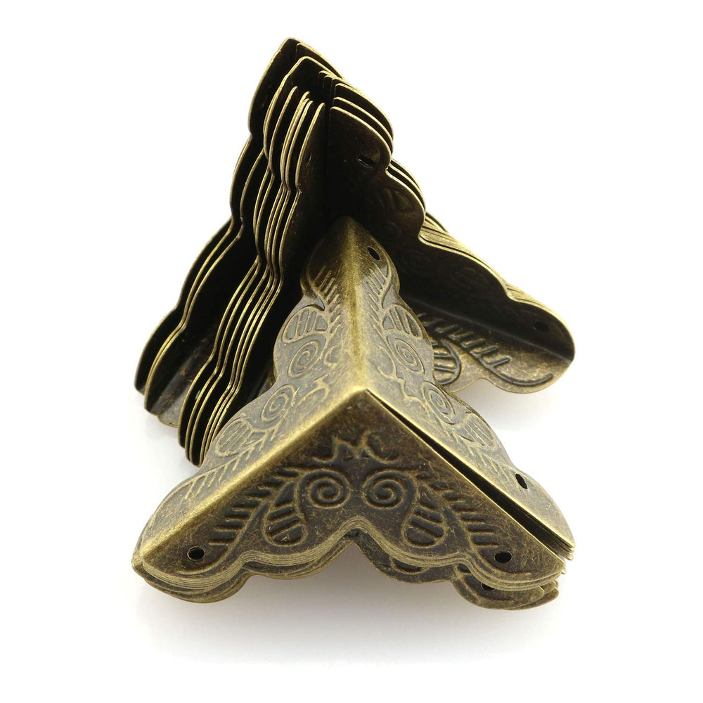 Tegg box edge guard in iron antique brass safeguards wood surfaces.