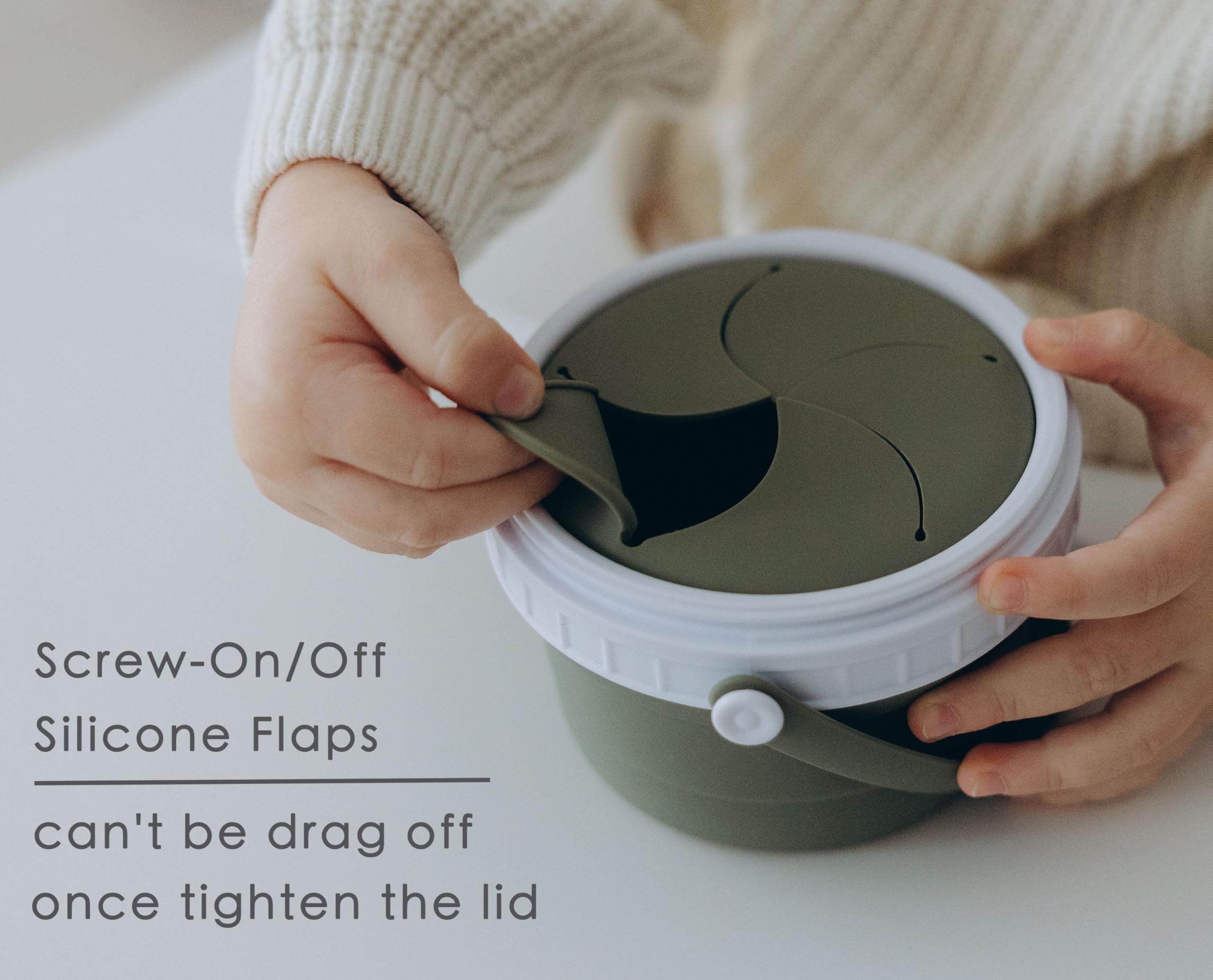 Tegion No Spill crumb-free travel lid shown for on-the-go use.