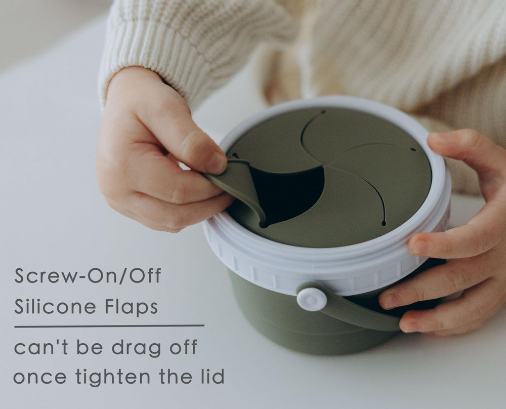 Tegion No Spill crumb-free travel lid shown for on-the-go use.