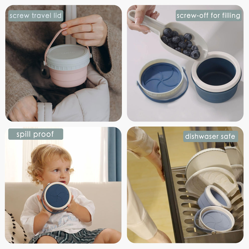 Tegion No Spill container cleaning-friendly silicone flap allows quick wipe-down