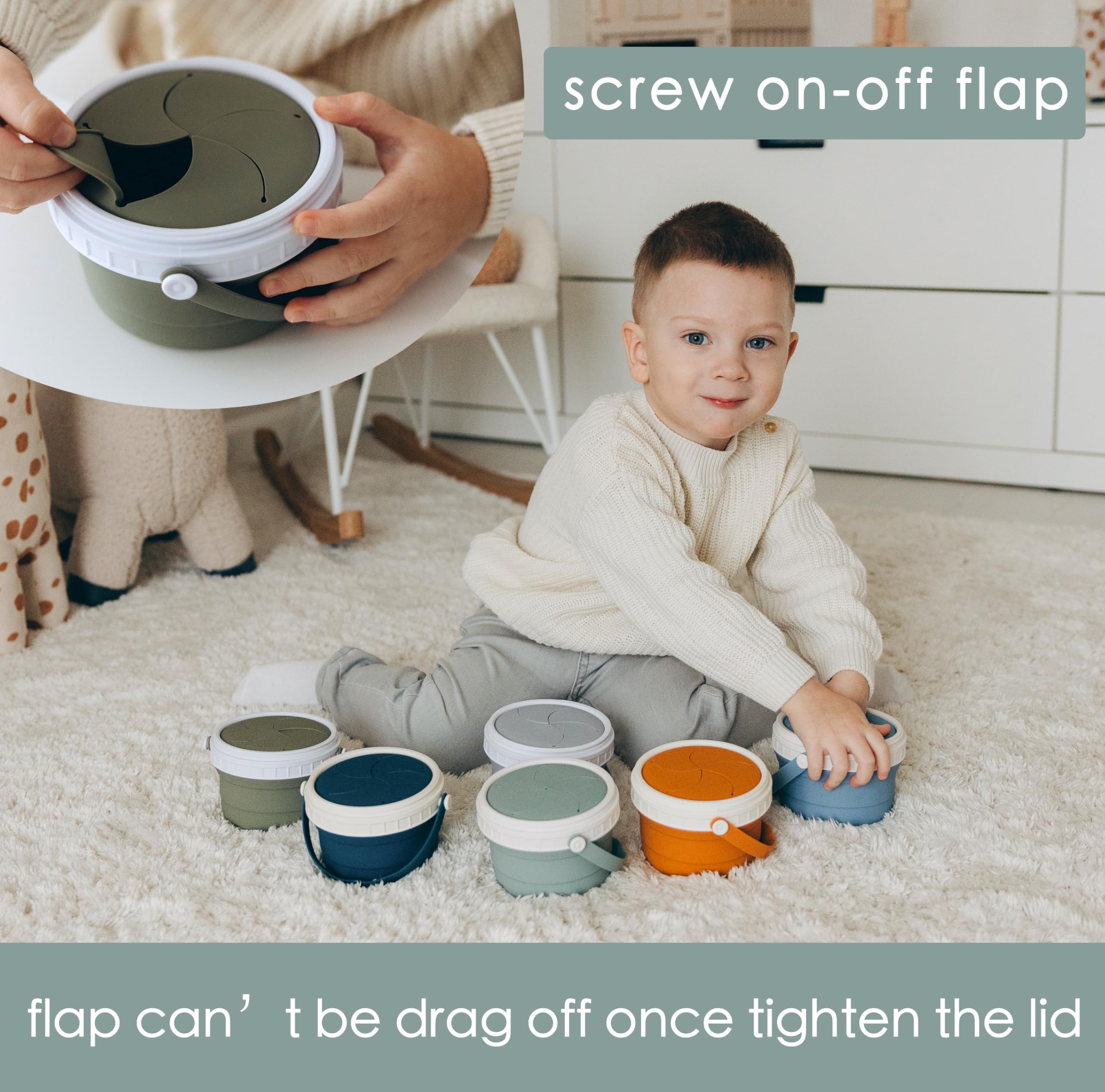 Tegion No Spill in-use demonstration shows easy hand-in-out and snack access