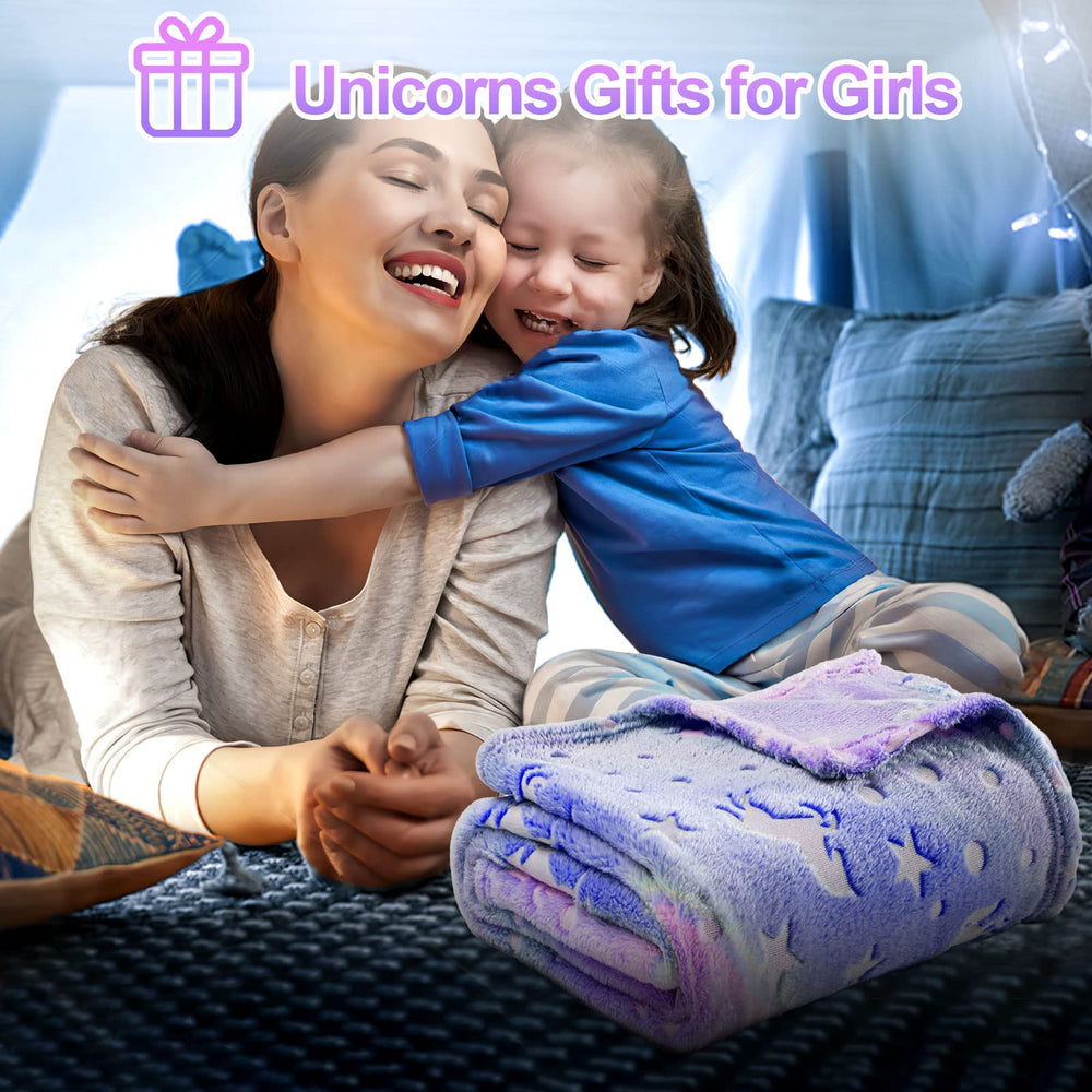 TEHALK unicorn blanket measures 60 by 80 inches for generous coverage.