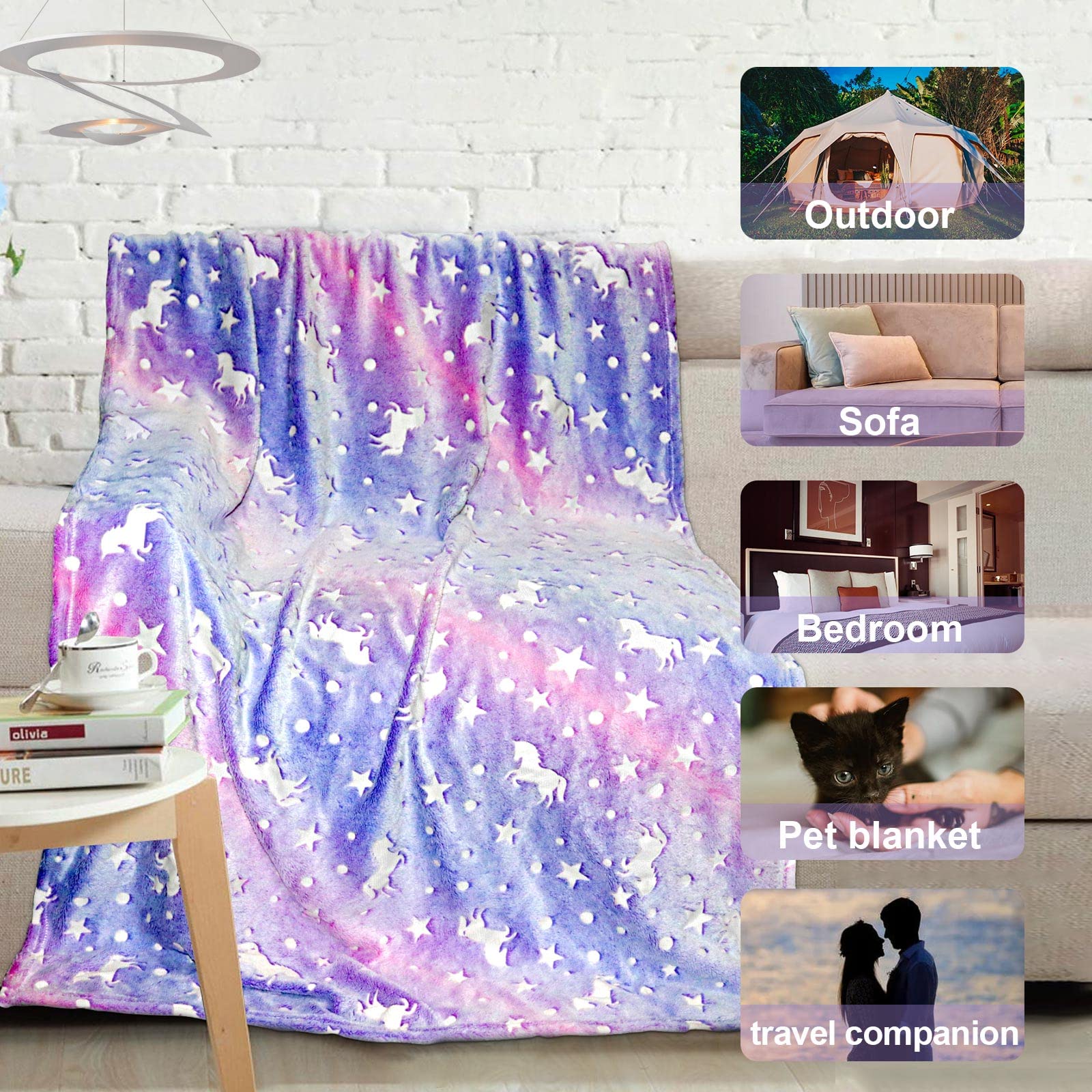 TEHALK unicorn blanket is machine washable for easy care after play.